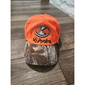 KUBOTA CAP Realtree & Orange All cloth backing with ear flaps Adjustable